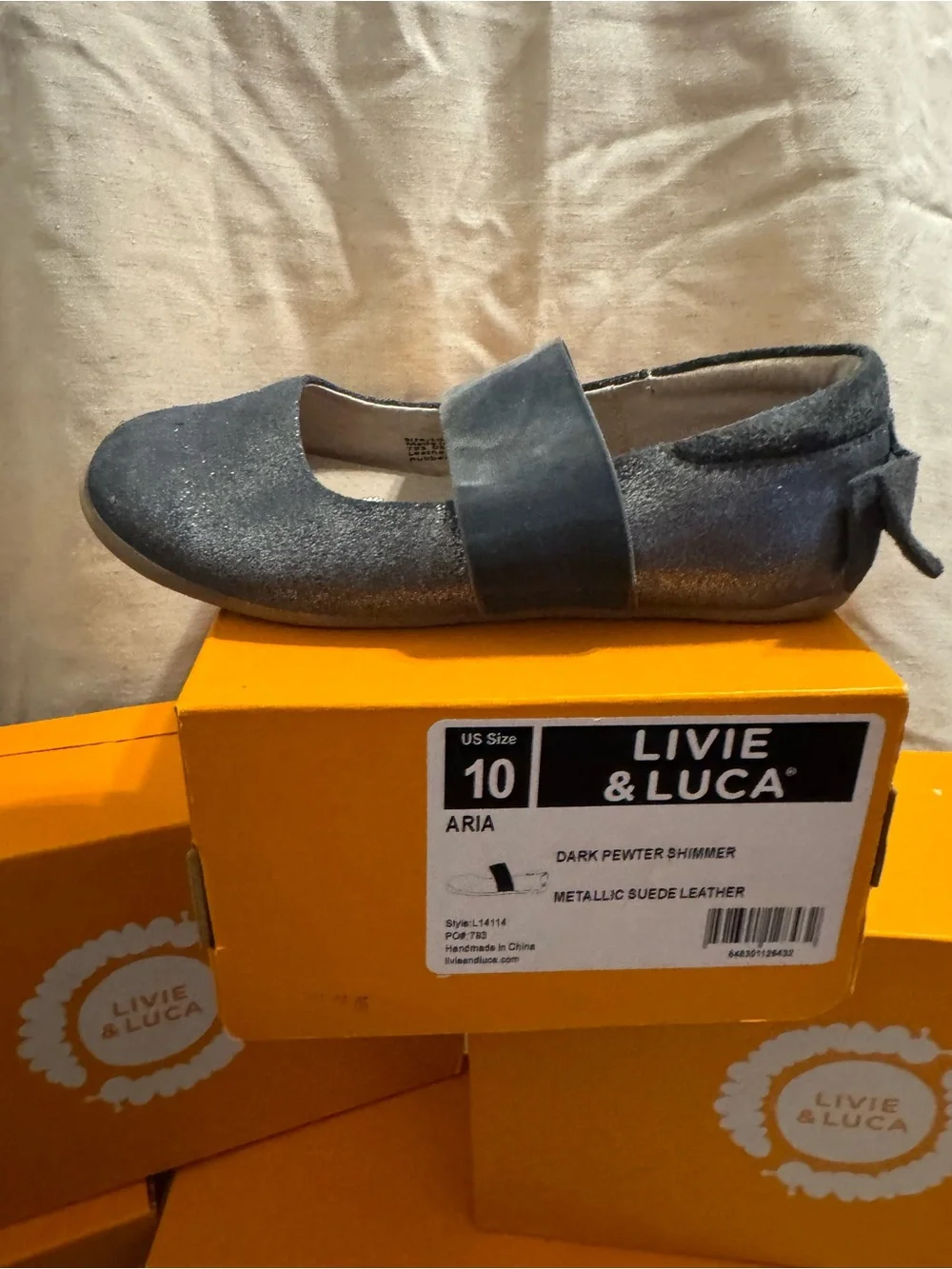 Livie & Luca Aria Ballet Flats - Dark Pewter Shimmer (Size 10) EUC With Box